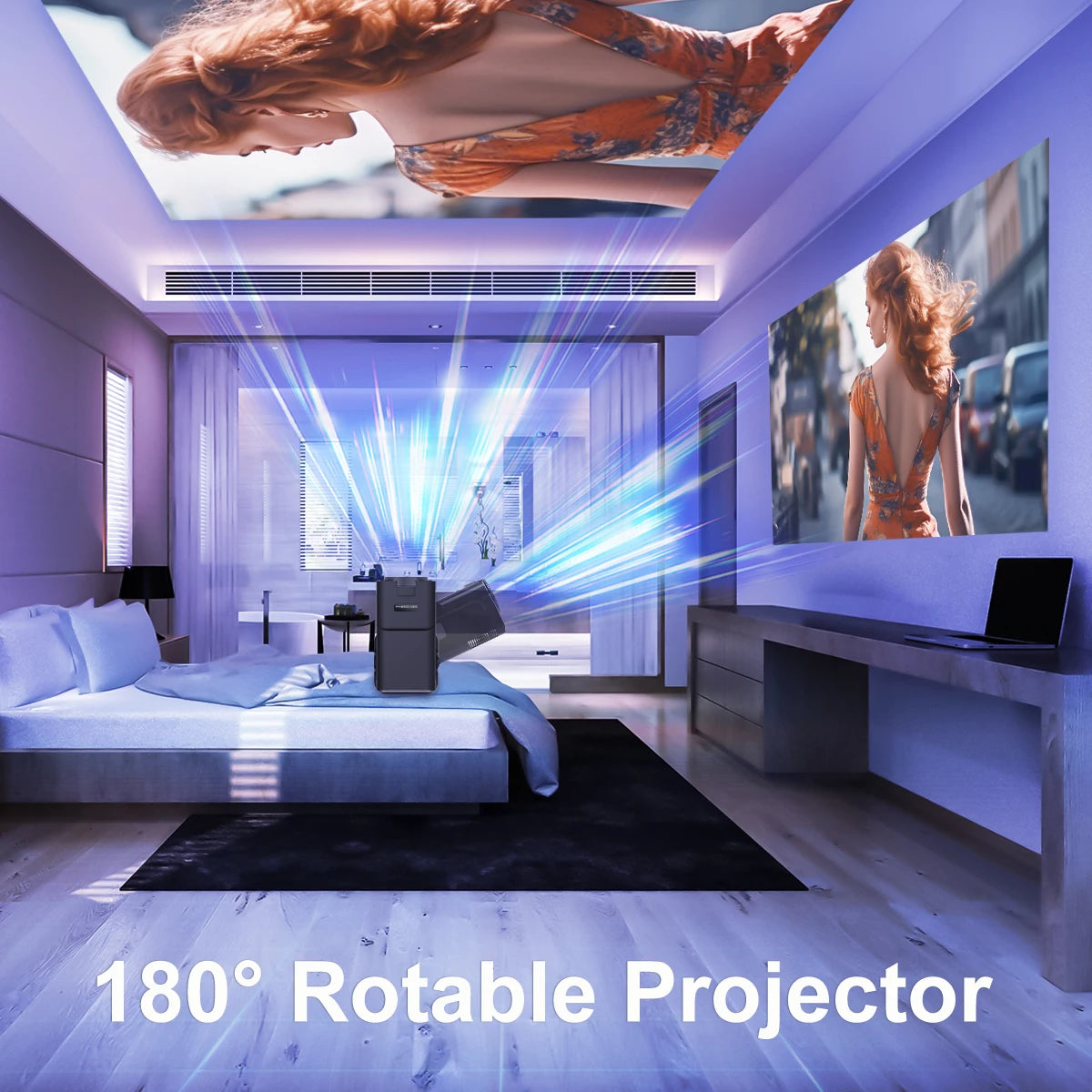 4K Android 11 Portable Projector - Native 1080P, 390 ANSI Lumens, Dual WiFi 6, Bluetooth 5.0, Upgraded HY300 Model